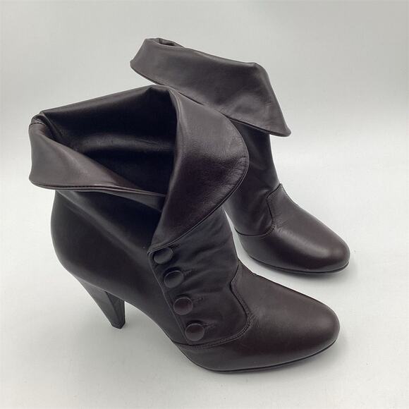 Gianni Bini Women's Brown Leather Ankle Booties Size 8 Block Heel - Picture 2 of 12